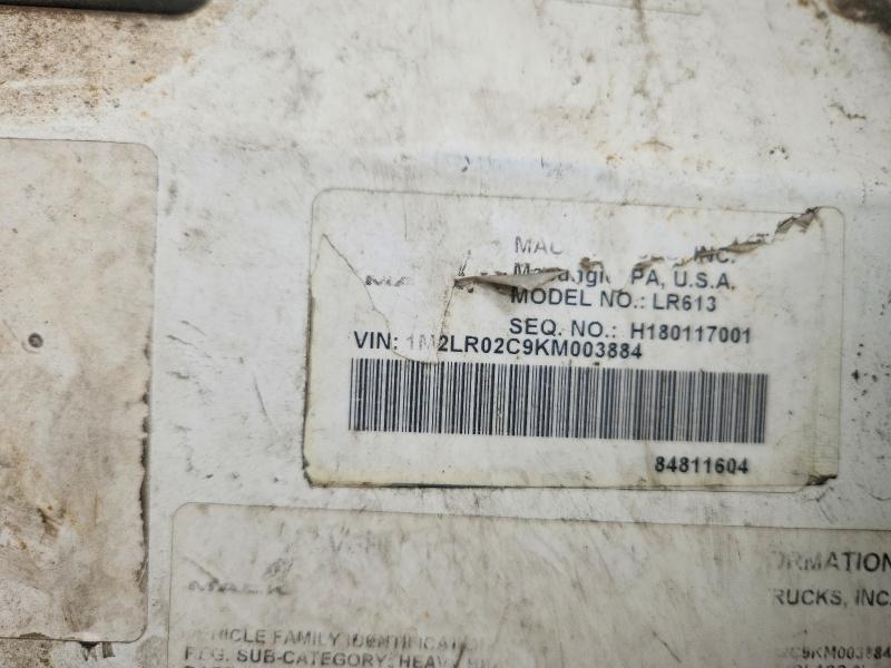 Продаж на аукціоні авто 2019 Mack Lr613, vin: 1M2LR02C9KM003884, номер лоту: 53471216