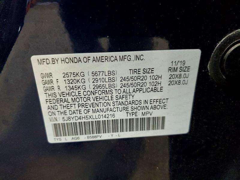 Продаж на аукціоні авто 2020 Acura Mdx, vin: 5J8YD4H5XLL014216, номер лоту: 52988896