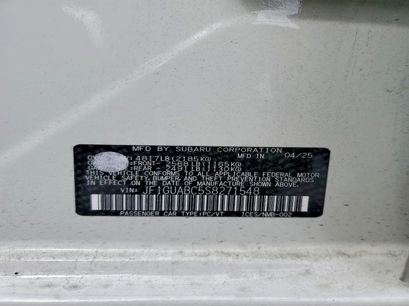 Продаж на аукціоні авто 2025 Subaru Impreza, vin: JF1GUABC5S8271548, номер лоту: 54868176
