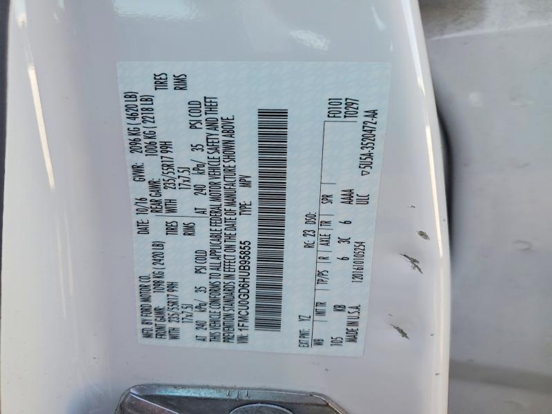 Aukcja sprzedaży 2017 Ford Escape, vin: 1FMCU0GD6HUB95855, numer aukcji: 54910756