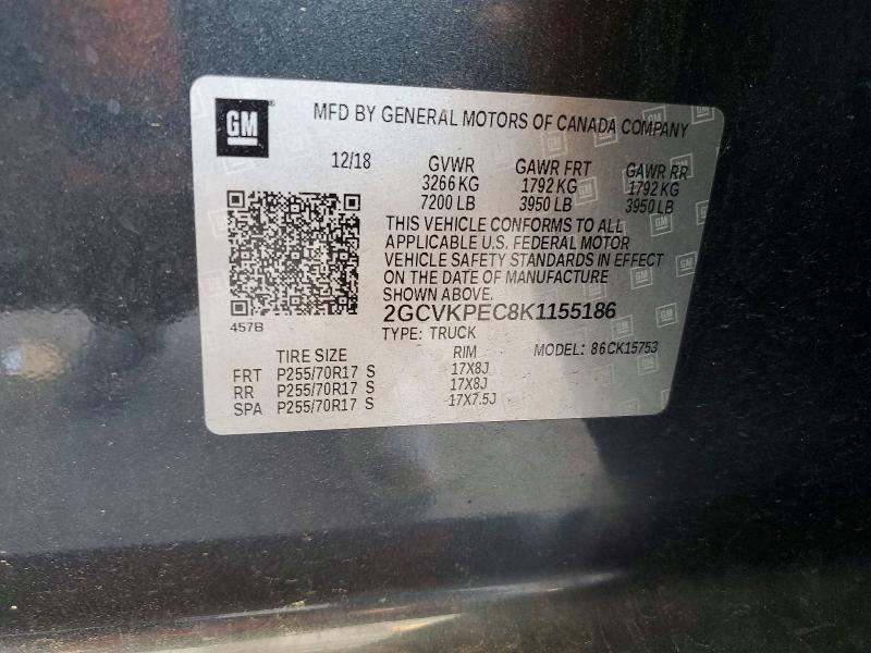 2019 Chevrolet Silverado Ld მანქანა იყიდება აუქციონზე, vin: 2GCVKPEC8K1155186, აუქციონის ნომერი: 53704836