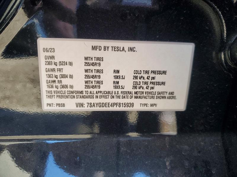 Продажа на аукционе авто 2023 Tesla Model Y, vin: 7SAYGDEE4PF815939, номер лота: 54840766