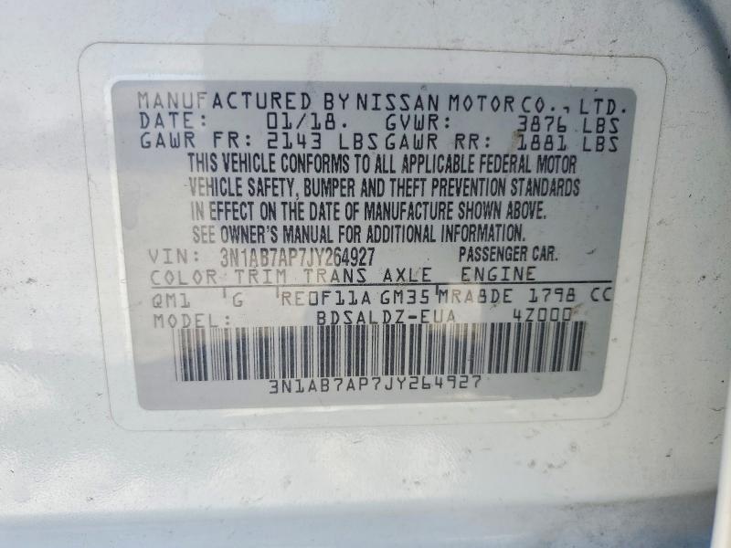 Aukcja sprzedaży 2018 Nissan Sentra, vin: 3N1AB7AP7JY264927, numer aukcji: 54673186