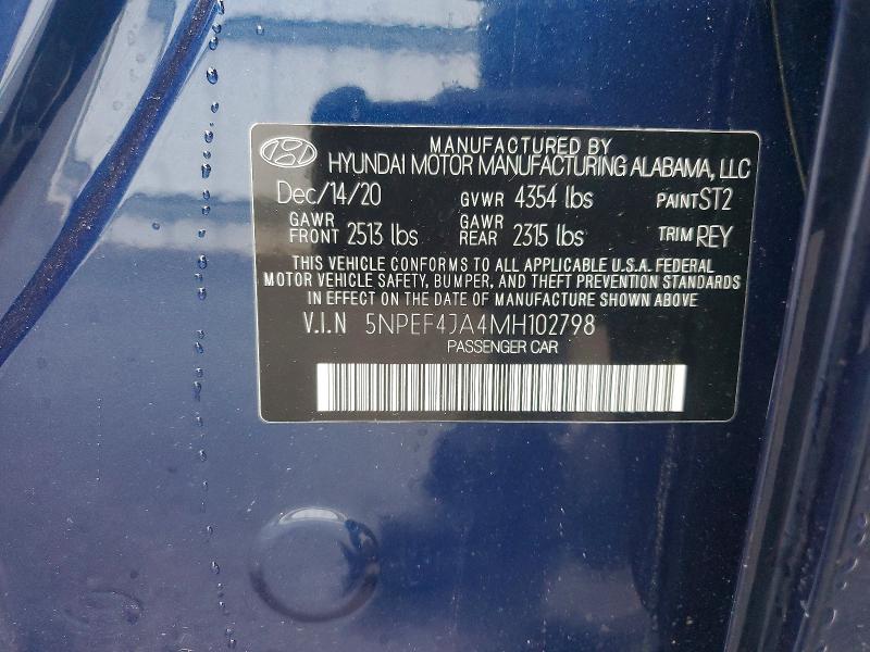 Продажа на аукционе авто 2021 Hyundai Sonata, vin: 5NPEF4JA4MH102798, номер лота: 53606976