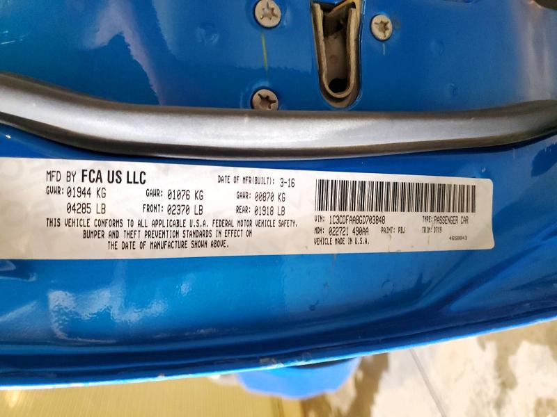 2016 Dodge Dart მანქანა იყიდება აუქციონზე, vin: 1C3CDFAA8GD703848, აუქციონის ნომერი: 51353506