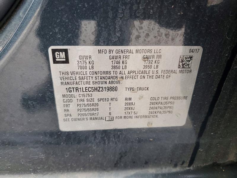 51891386 :رقم المزاد ، 1GTR1LEC5HZ319880 vin ، 2017 Gmc Sierra مزاد بيع