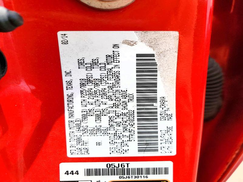 53560646 :رقم المزاد ، 5TFRU5F14EX032022 vin ، 2014 Toyota Tundra مزاد بيع