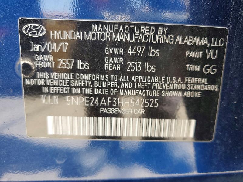 Продаж на аукціоні авто 2017 Hyundai Sonata, vin: 5NPE24AF3HH542525, номер лоту: 51833266
