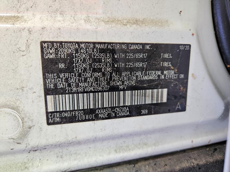 Aukcja sprzedaży 2021 Toyota Rav4, vin: 2T3H1RFV6MC096307, numer aukcji: 53401356
