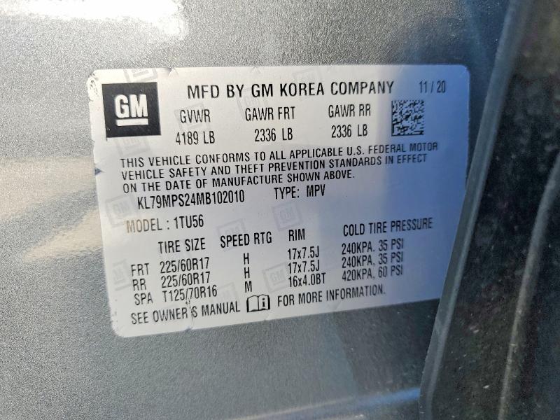 Продажа на аукционе авто 2021 Chevrolet Trailblazer, vin: KL79MPS24MB102010, номер лота: 54295646