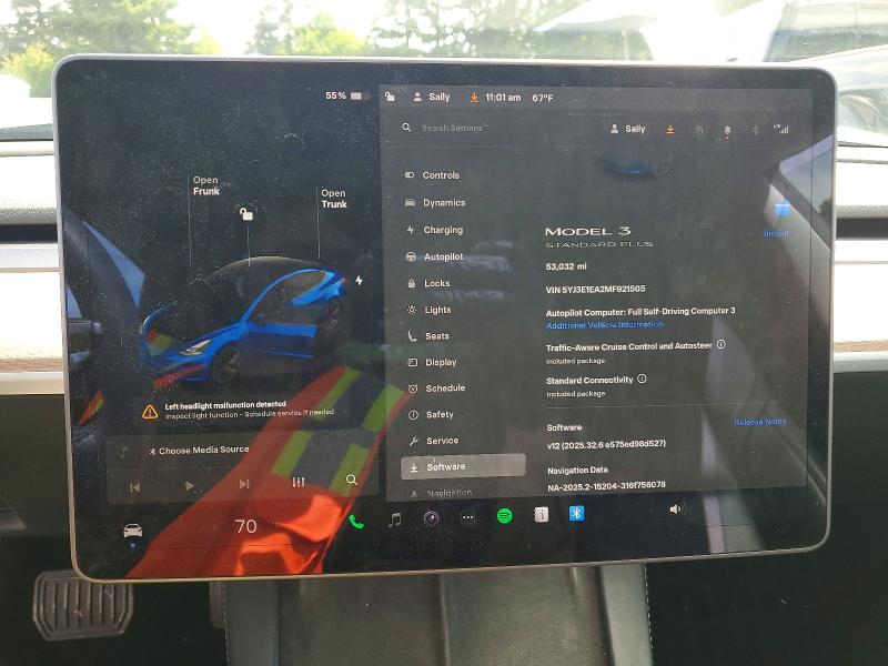 53116026 :رقم المزاد ، 5YJ3E1EA2MF921505 vin ، 2021 Tesla Model 3 مزاد بيع