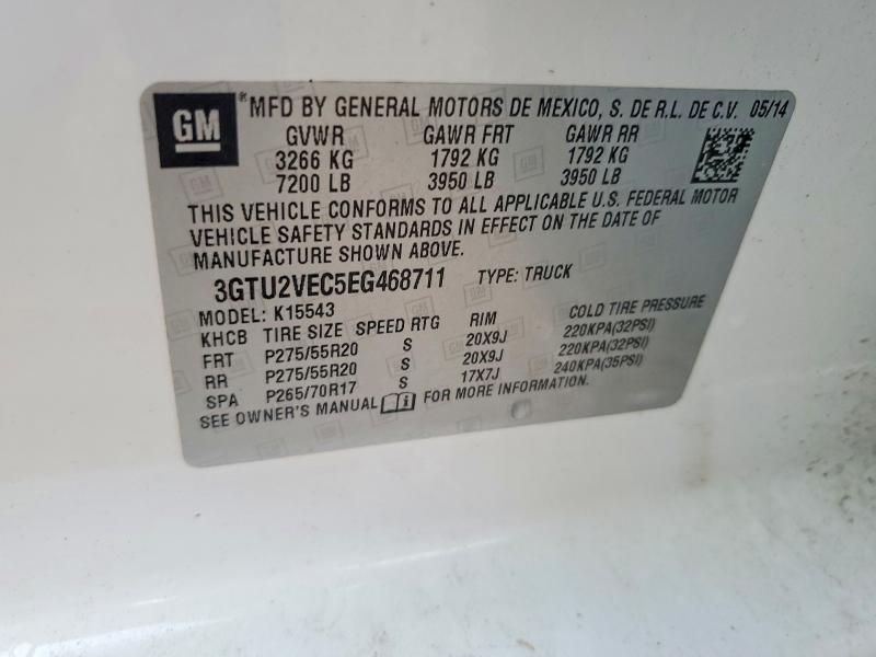 2014 Gmc Sierra მანქანა იყიდება აუქციონზე, vin: 3GTU2VEC5EG468711, აუქციონის ნომერი: 53669436