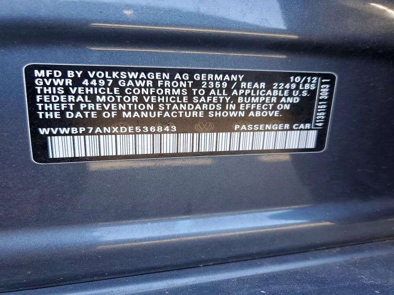 53610306 :رقم المزاد ، WVWBP7ANXDE536843 vin ، 2013 Volkswagen Cc مزاد بيع