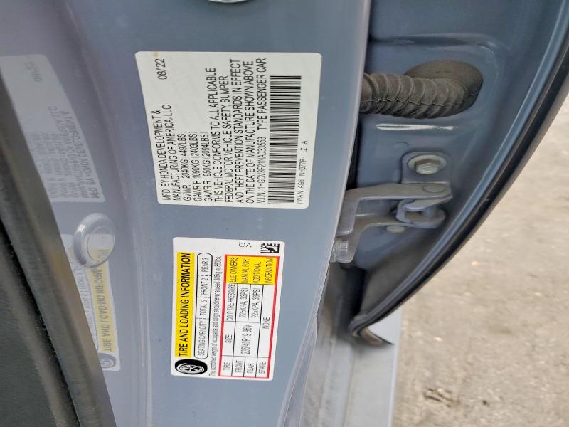 52762566 :رقم المزاد ، 1HGCV3F21NA033553 vin ، 2022 Honda Accord مزاد بيع