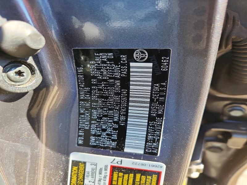 Aukcja sprzedaży 2016 Toyota Camry, vin: 4T1BF1FK7GU597040, numer aukcji: 55381526