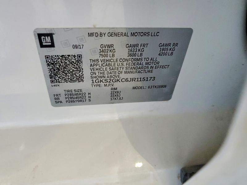 2018 Gmc Yukon Xl მანქანა იყიდება აუქციონზე, vin: 1GKS2GKC6JR115173, აუქციონის ნომერი: 53097626