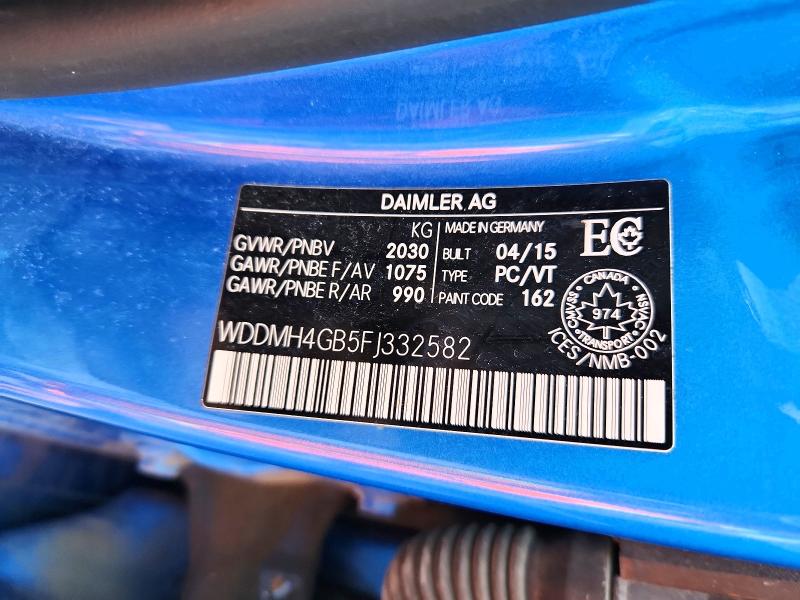 Aukcja sprzedaży 2015 Mercedes-benz B, vin: WDDMH4GB5FJ332582, numer aukcji: 53012656