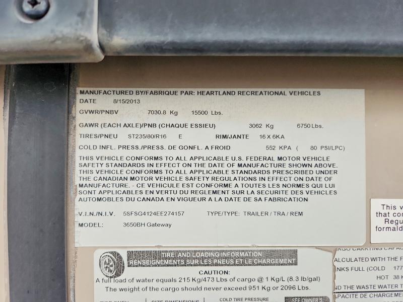 49251666 :رقم المزاد ، 5SFSG4124EE274157 vin ، 2014 Heartland Other مزاد بيع