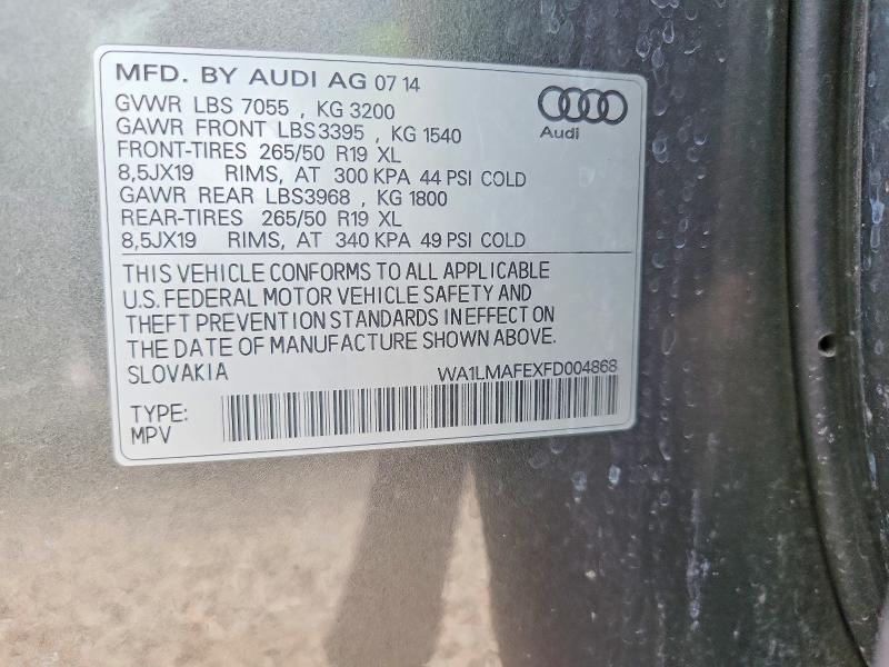 Aukcja sprzedaży 2015 Audi Q7, vin: WA1LMAFEXFD004868, numer aukcji: 54674876
