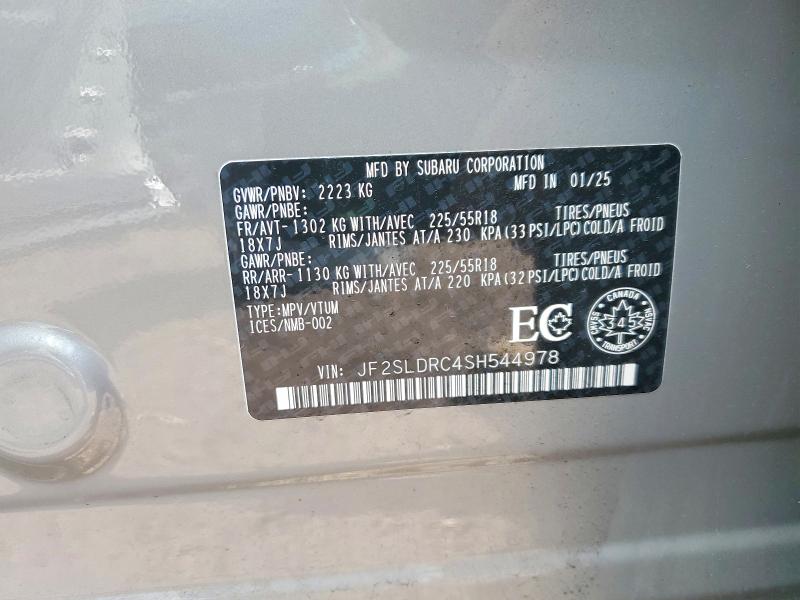Aukcja sprzedaży 2025 Subaru Forester, vin: JF2SLDRC4SH544978, numer aukcji: 54772116