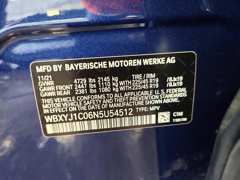 Aukcja sprzedaży 2022 Bmw X2, vin: WBXYJ1C06N5U54512, numer aukcji: 52894116