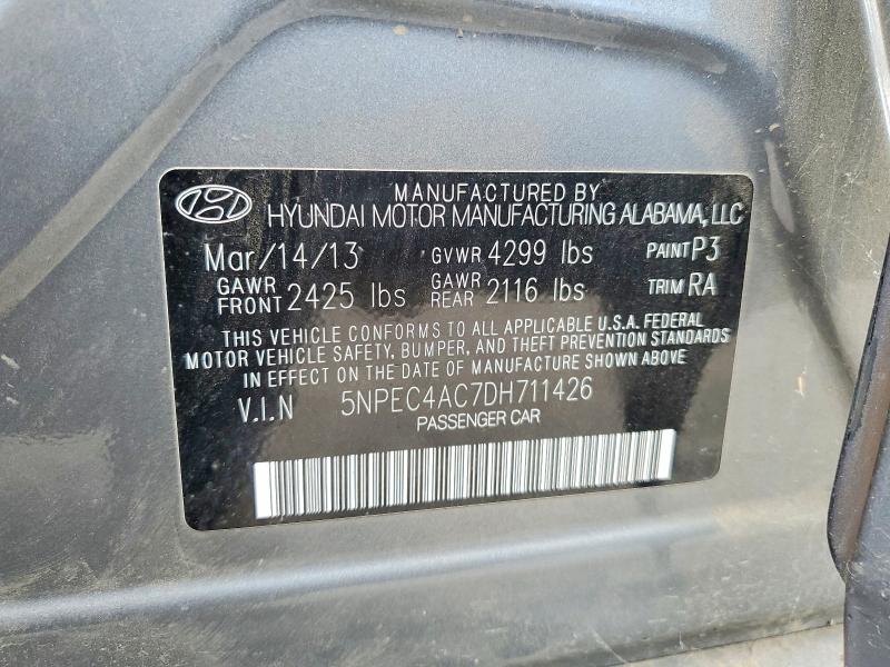 2013 Hyundai Sonata მანქანა იყიდება აუქციონზე, vin: 5NPEC4AC7DH711426, აუქციონის ნომერი: 52585206