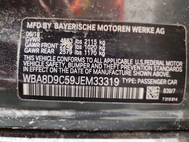 2018 Bmw 330 მანქანა იყიდება აუქციონზე, vin: WBA8D9C59JEM33319, აუქციონის ნომერი: 54300316