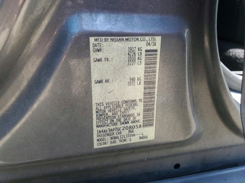 Aukcja sprzedaży 2016 Nissan Altima, vin: 1N4AL3AP7GC208058, numer aukcji: 53847116