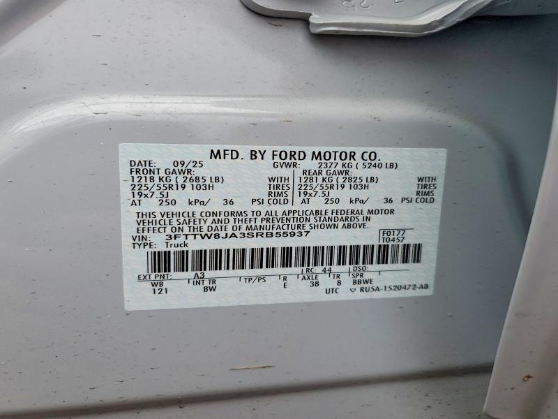 51721056 :رقم المزاد ، 3FTTW8JA3SRB55937 vin ، 2025 Ford Maverick مزاد بيع