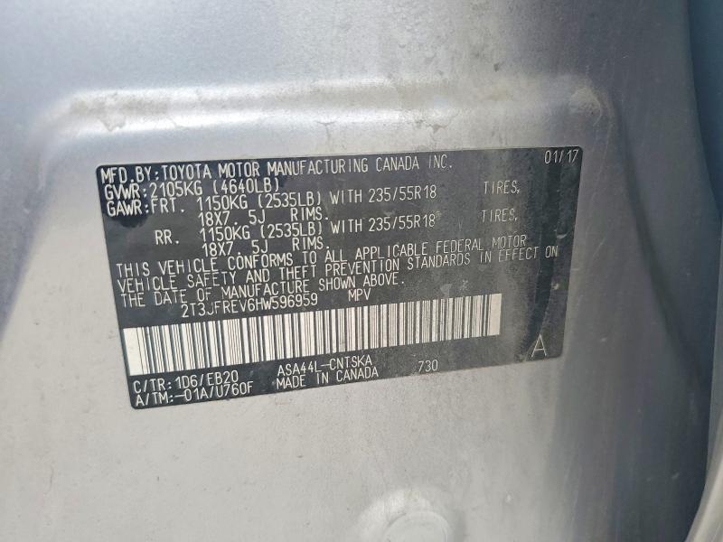 2017 Toyota Rav4 მანქანა იყიდება აუქციონზე, vin: 2T3JFREV6HW596959, აუქციონის ნომერი: 54772756