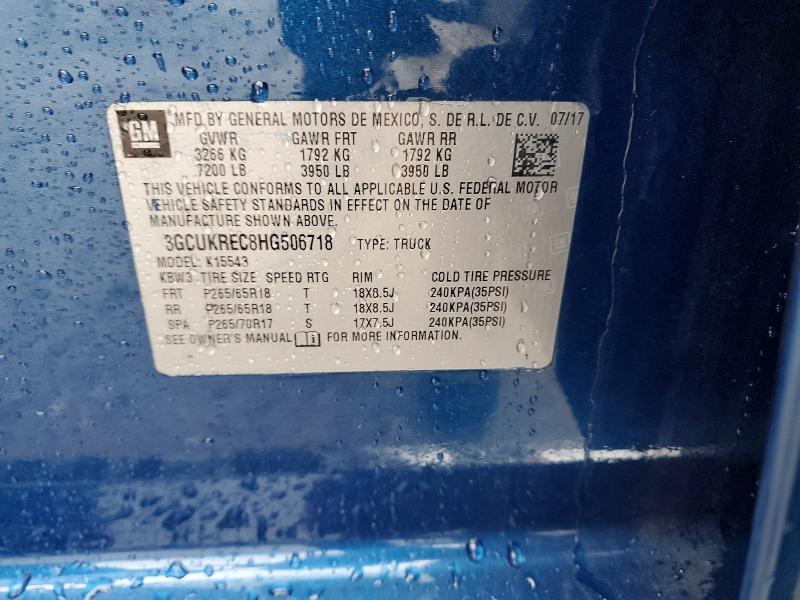 Aukcja sprzedaży 2017 Chevrolet Silverado, vin: 3GCUKREC8HG506718, numer aukcji: 54693876