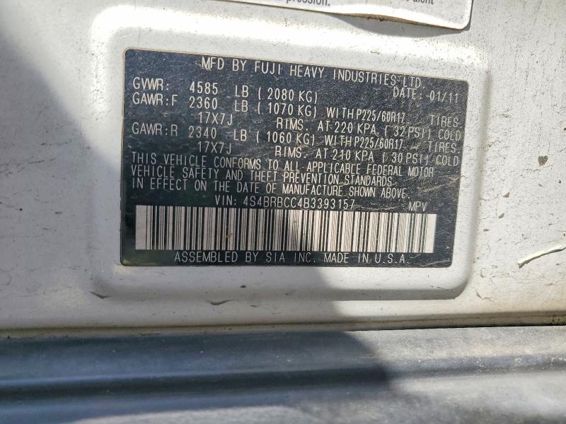 55421916 :رقم المزاد ، 4S4BRBCC4B3393157 vin ، 2011 Subaru Outback مزاد بيع