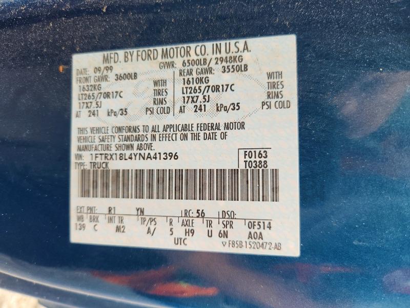 Продажа на аукционе авто 2000 Ford F150, vin: 1FTRX18L4YNA41396, номер лота: 53389366