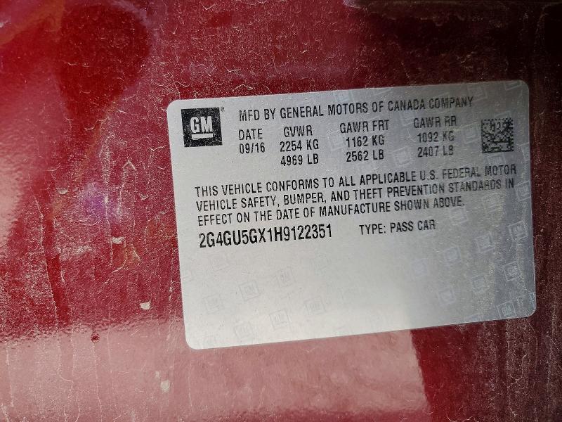 2017 Buick Regal მანქანა იყიდება აუქციონზე, vin: 2G4GU5GX1H9122351, აუქციონის ნომერი: 53767036
