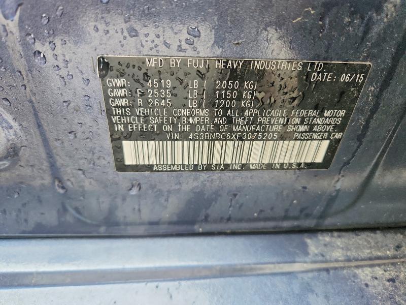 2015 Subaru Legacy მანქანა იყიდება აუქციონზე, vin: 4S3BNBC6XF3075205, აუქციონის ნომერი: 53136476