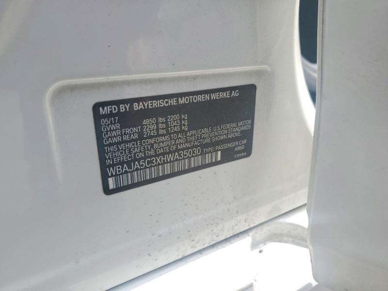 Продаж на аукціоні авто 2017 Bmw 530, vin: WBAJA5C3XHWA35030, номер лоту: 55106426