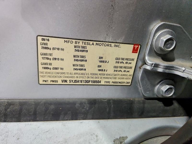 51823856 :رقم المزاد ، 5YJSA1E13GF158504 vin ، 2016 Tesla Model S مزاد بيع
