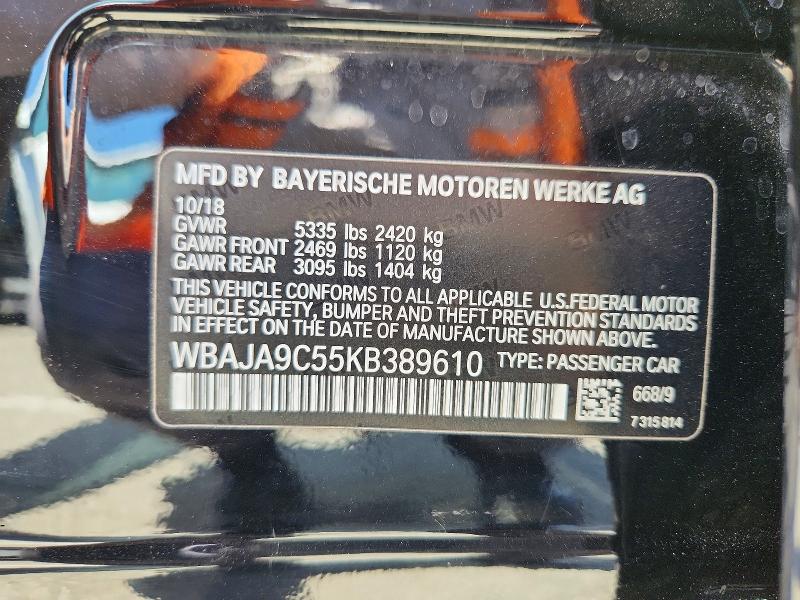 Auction sale of the 2019 Bmw 530e, vin: WBAJA9C55KB389610, lot number: 54139916