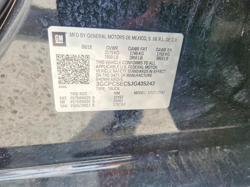 54705606 :رقم المزاد ، 3GCPCSEC5JG435243 vin ، 2018 Chevrolet Silverado مزاد بيع