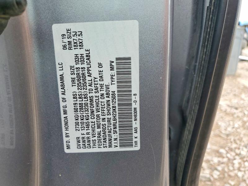 Aukcja sprzedaży 2019 Honda Odyssey, vin: 5FNRL6H23KB125084, numer aukcji: 54117836