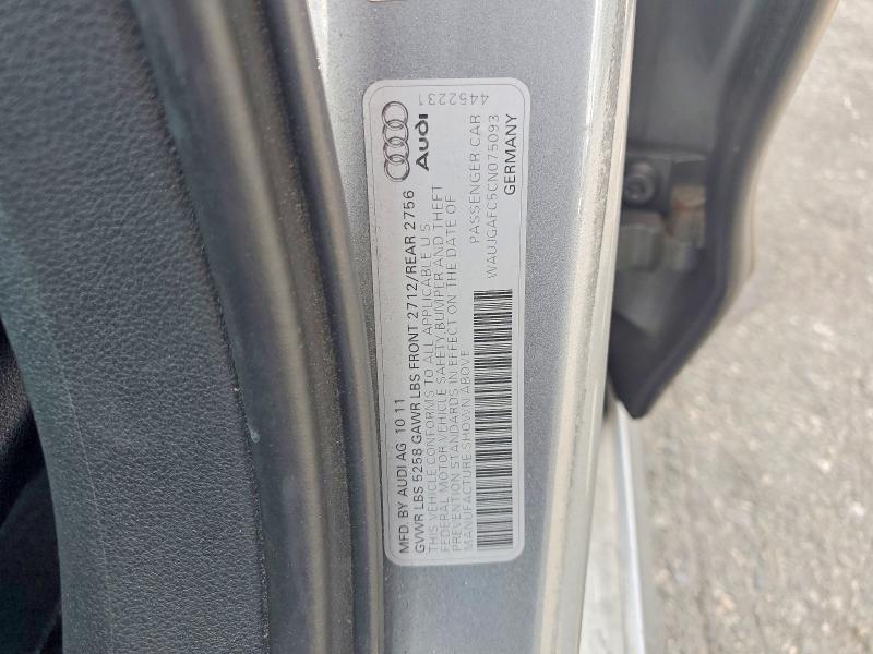 2012 Audi A6 მანქანა იყიდება აუქციონზე, vin: WAUJGAFC5CN075093, აუქციონის ნომერი: 53429876