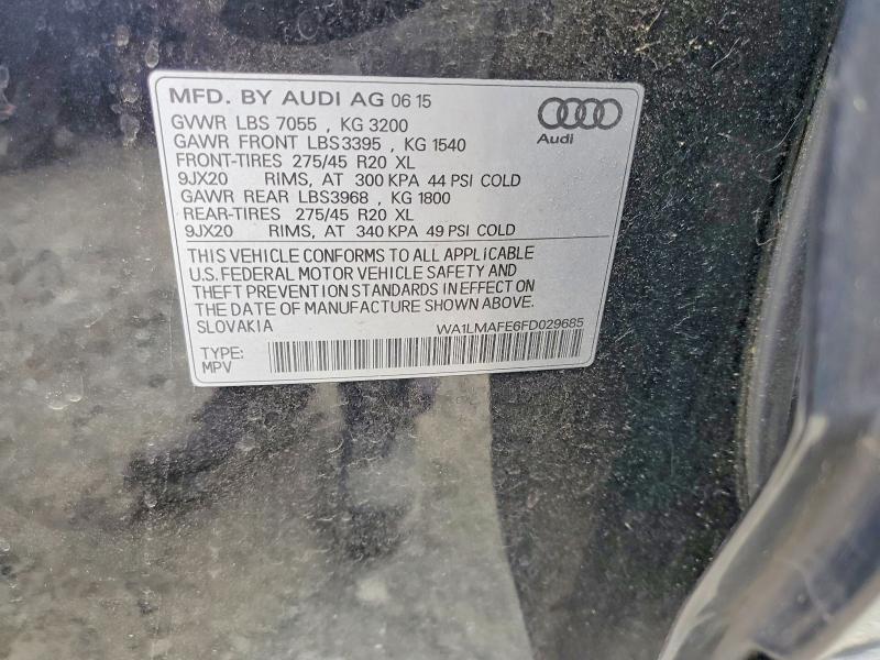 2015 Audi Q7 მანქანა იყიდება აუქციონზე, vin: WA1LMAFE6FD029685, აუქციონის ნომერი: 52736066