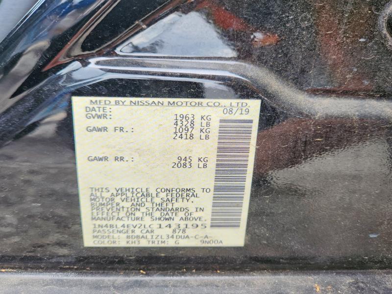 53998296 :رقم المزاد ، 1N4BL4EV2LC143195 vin ، 2020 Nissan Altima مزاد بيع
