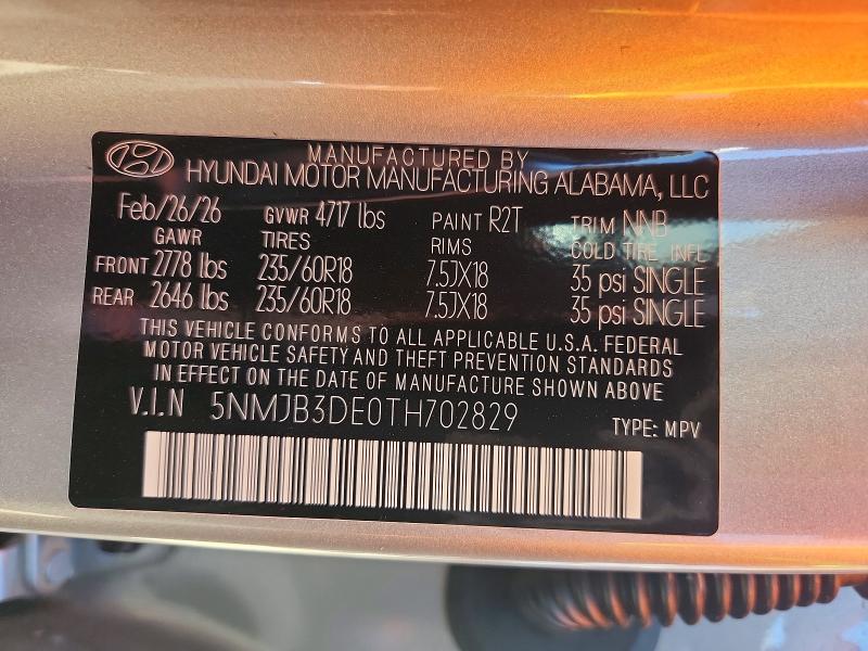 2026 Hyundai Tucson მანქანა იყიდება აუქციონზე, vin: 5NMJB3DE0TH702829, აუქციონის ნომერი: 53284396