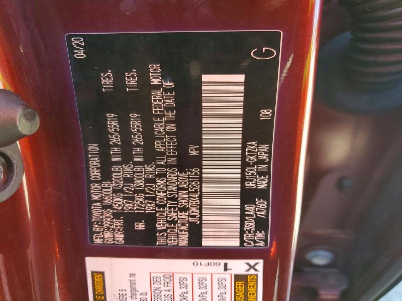 2020 Lexus Gx მანქანა იყიდება აუქციონზე, vin: JTJGM7BX4L5261156, აუქციონის ნომერი: 53204676