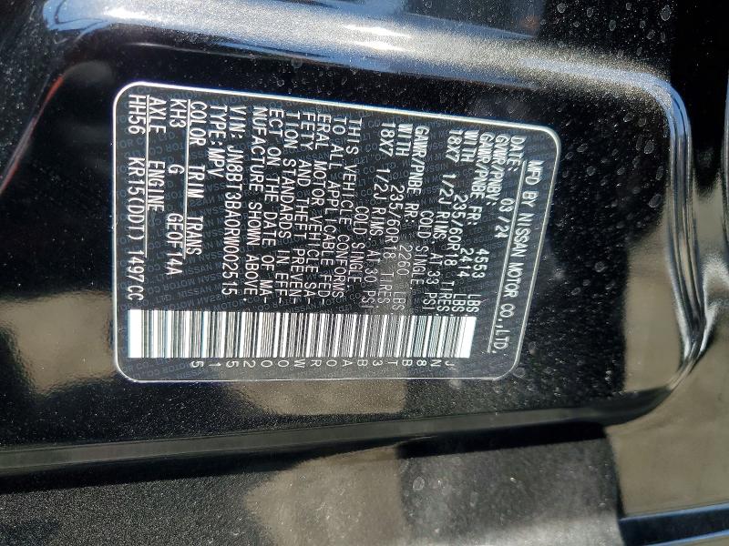 53747216 :رقم المزاد ، JN8BT3BA0RW002515 vin ، 2024 Nissan Rogue مزاد بيع