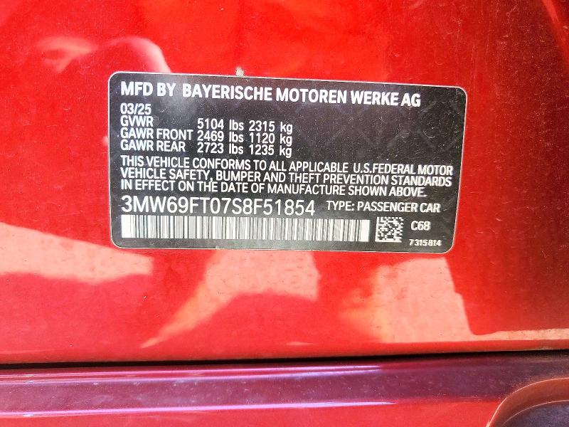 Продаж на аукціоні авто 2025 Bmw M340xi, vin: 3MW69FT07S8F51854, номер лоту: 52002076