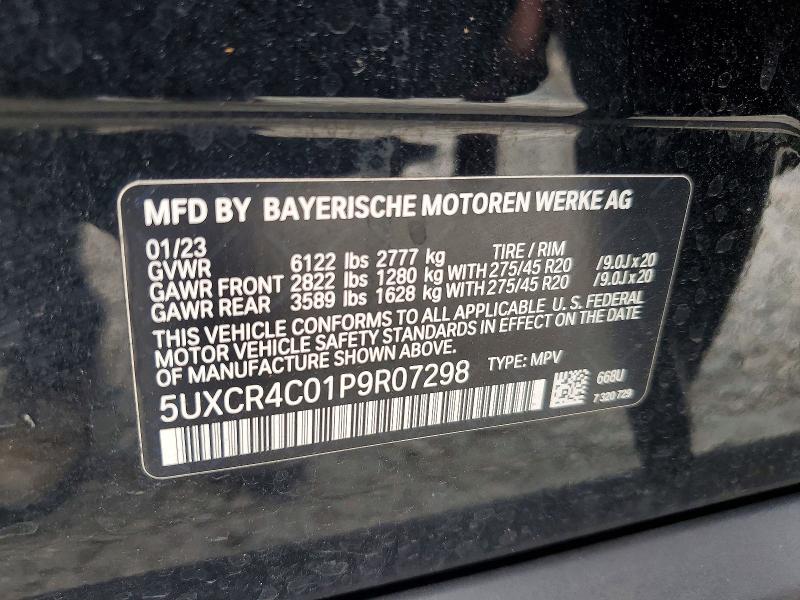 54346526 :رقم المزاد ، 5UXCR4C01P9R07298 vin ، 2023 Bmw X5 مزاد بيع