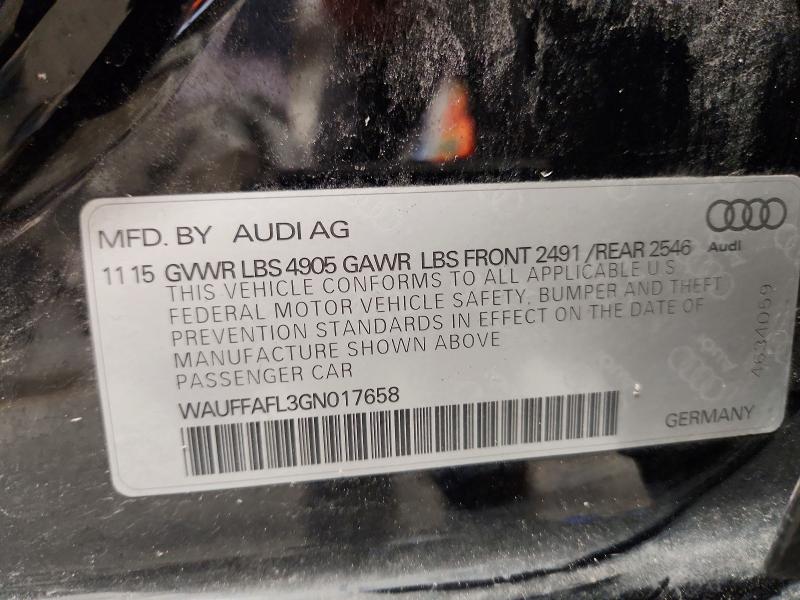 52221976 :رقم المزاد ، WAUFFAFL3GN017658 vin ، 2016 Audi A4 مزاد بيع