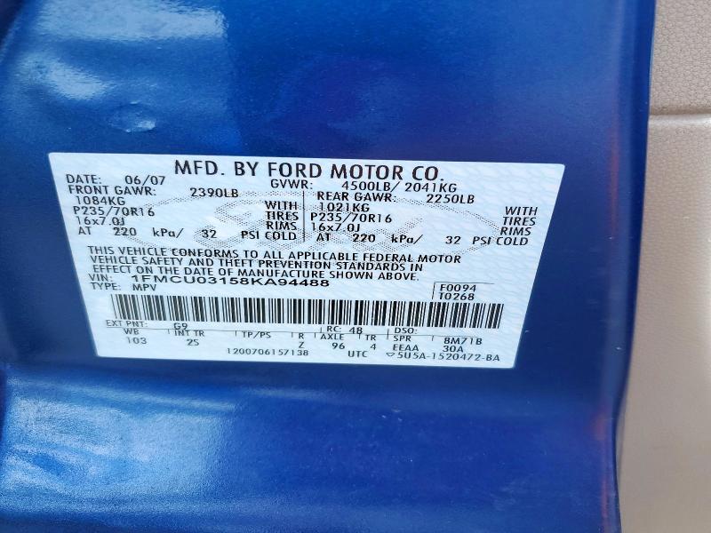 2008 Ford Escape მანქანა იყიდება აუქციონზე, vin: 1FMCU03158KA94488, აუქციონის ნომერი: 55073026